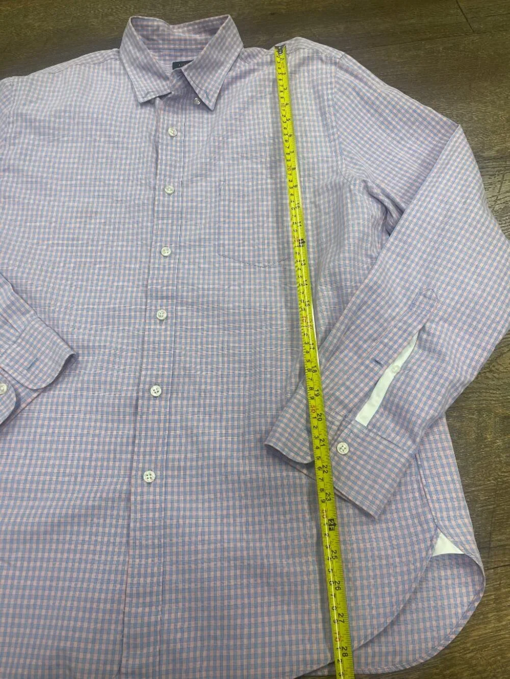 J.Crew Pink Blue Gingham Cotton Button Down Shirt Men's Large